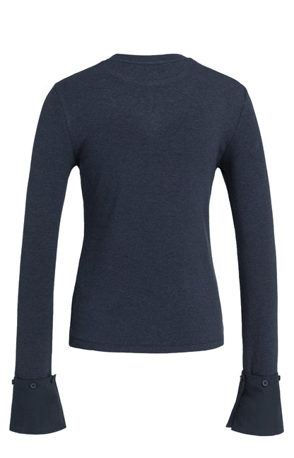 YAYA Jersey-Oberteil mit abnehmbaren Manschetten Odyssey Grau Melange