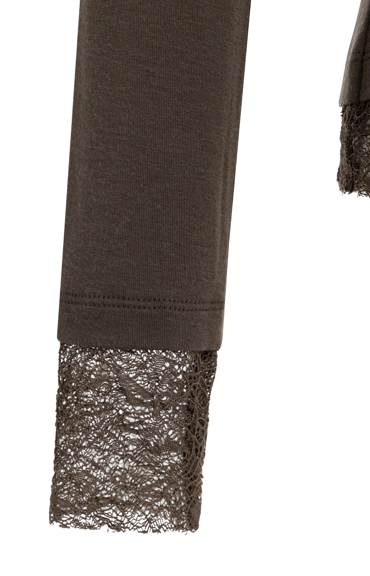YAYA Langärmeliges Jersey-Oberteil mit Spitzendetails Slate Schwarzbraun