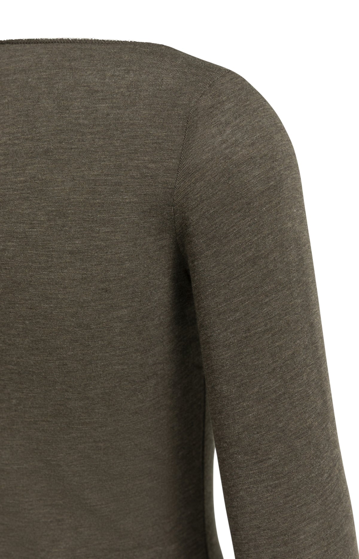 YAYA Langarm-Oberteil mit U-Boot-Ausschnitt Slate Schwarzbraun Melange