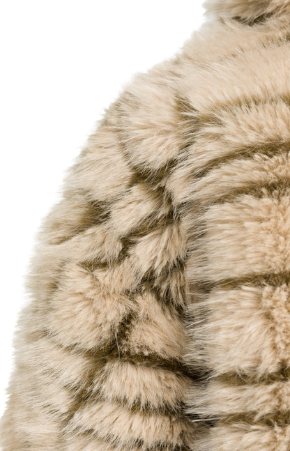 YAYA Kunstfell-Jacke mit Kragen und Karomuster Pure Cashmere Grau Dessin