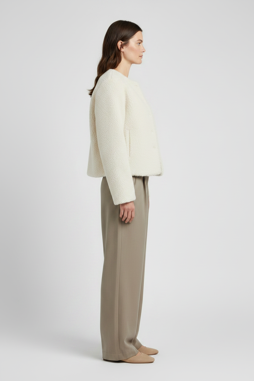 YAYA Kurze Oversize-Kunstfelljacke Gebleichtes Sandbeige