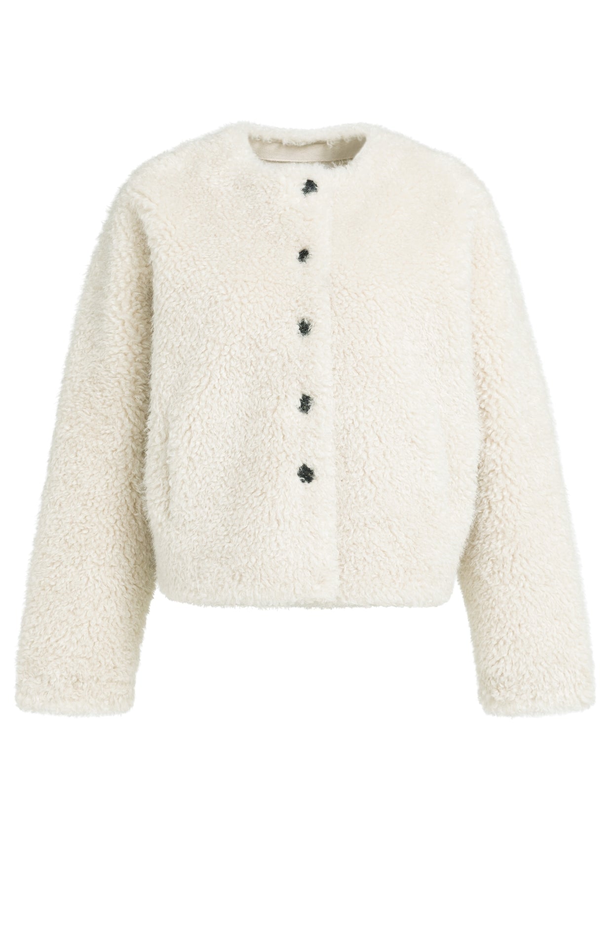 YAYA Kurze Oversize-Kunstfelljacke Gebleichtes Sandbeige