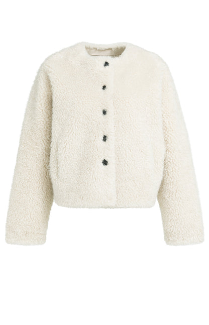YAYA Kurze Oversize-Kunstfelljacke Gebleichtes Sandbeige