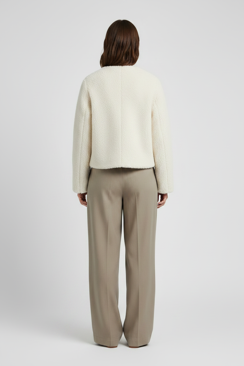 YAYA Kurze Oversize-Kunstfelljacke Gebleichtes Sandbeige