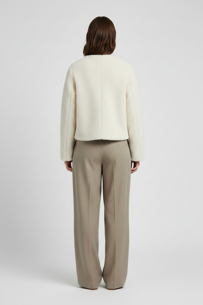 YAYA Kurze Oversize-Kunstfelljacke Gebleichtes Sandbeige