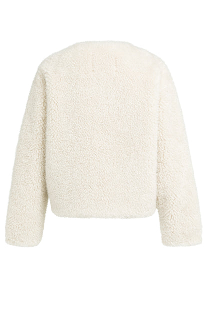 YAYA Kurze Oversize-Kunstfelljacke Gebleichtes Sandbeige