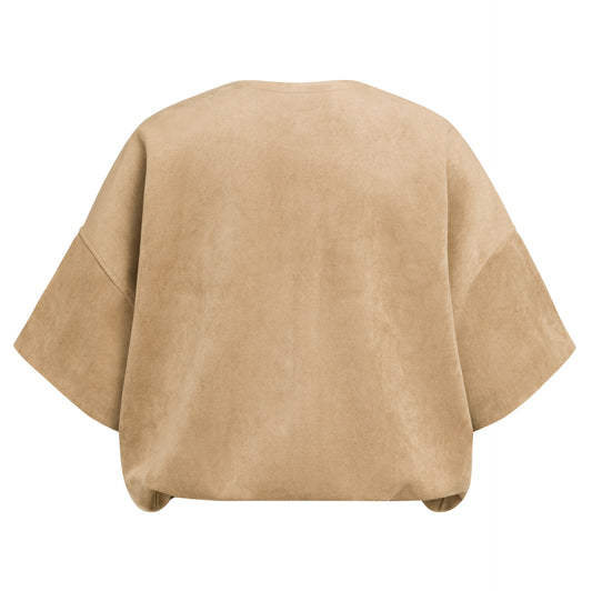 YAYA Oversize-Jacke aus Velourslederimitat Braun