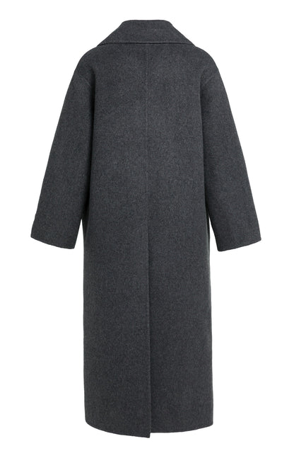 YAYA Extra langer Mantel aus Wollmix in Oversize-Passform Hole Schwarz Melange
