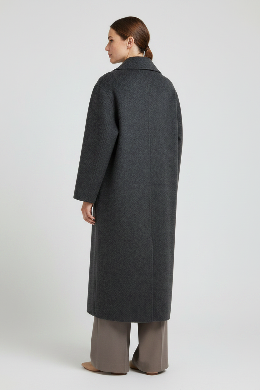 YAYA Extra langer Mantel aus Wollmix in Oversize-Passform Hole Schwarz Melange