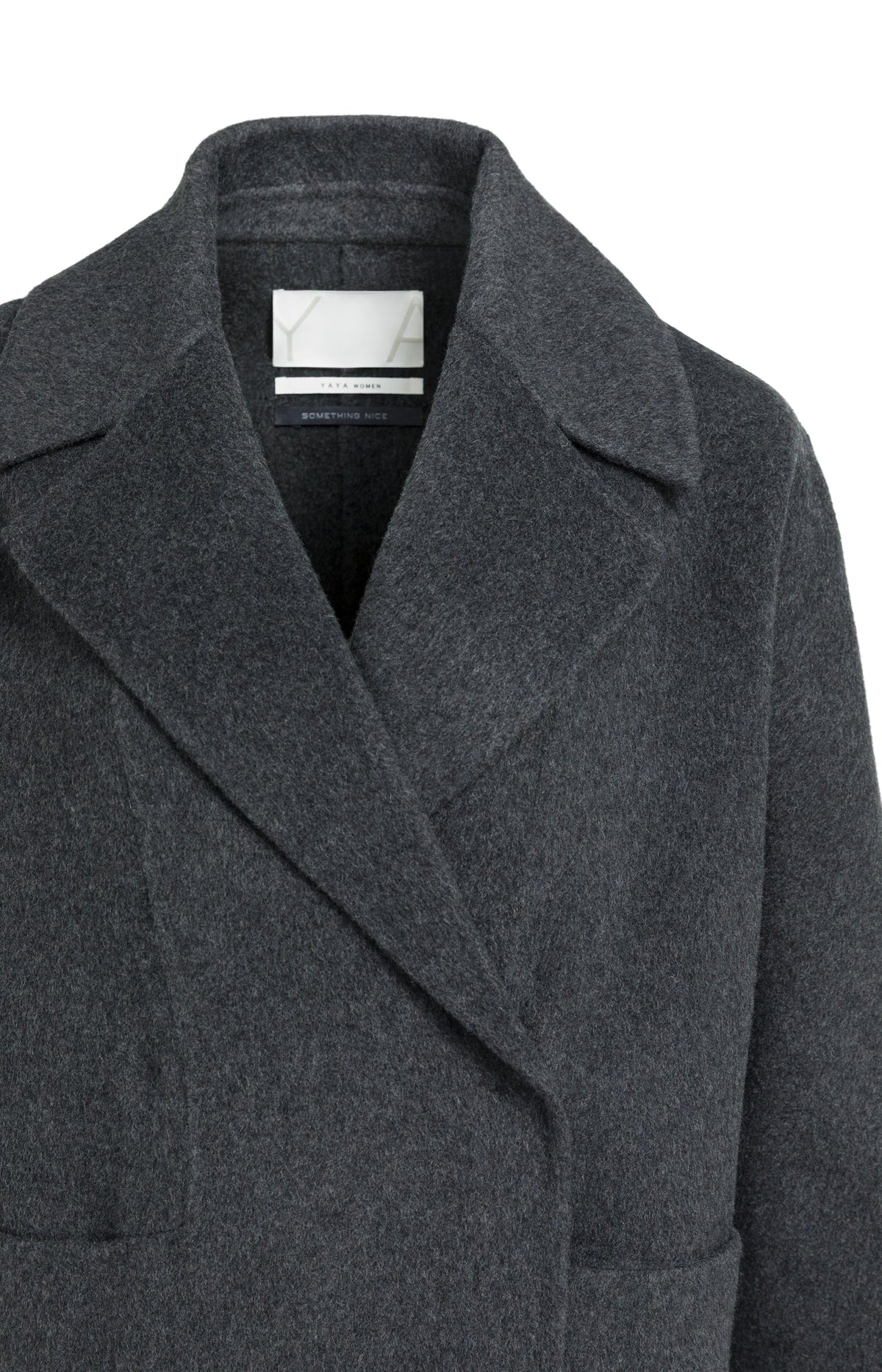 YAYA Extra langer Mantel aus Wollmix in Oversize-Passform Hole Schwarz Melange