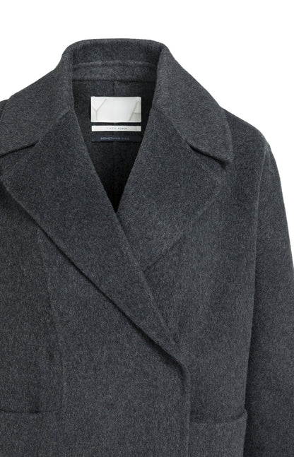 YAYA Extra langer Mantel aus Wollmix in Oversize-Passform Hole Schwarz Melange
