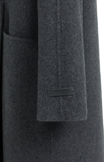 YAYA Extra langer Mantel aus Wollmix in Oversize-Passform Hole Schwarz Melange