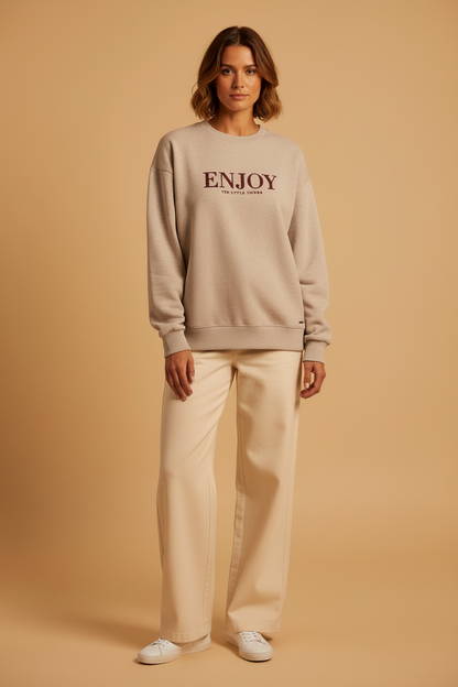 Herrlicher Heavenly Sweat Pullover Beige-Melange – Melange Sweatshirt Damen
