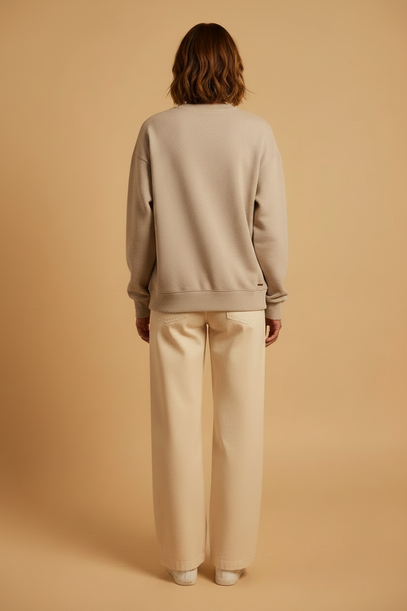 Herrlicher Heavenly Sweat Pullover Beige-Melange – Melange Sweatshirt Damen