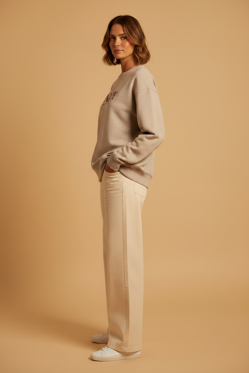 Herrlicher Heavenly Sweat Pullover Beige-Melange – Melange Sweatshirt Damen
