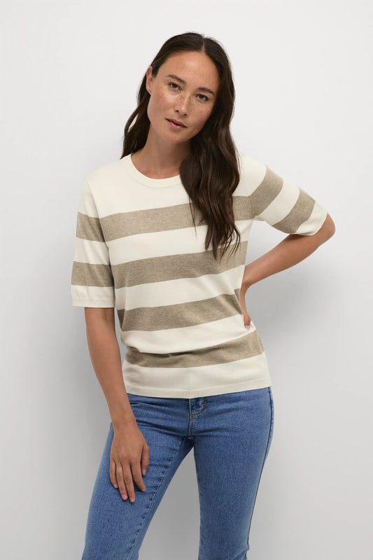 KAFFE Kurzarmpullover KAlizza in der Farbe Chinchilla/Turtle