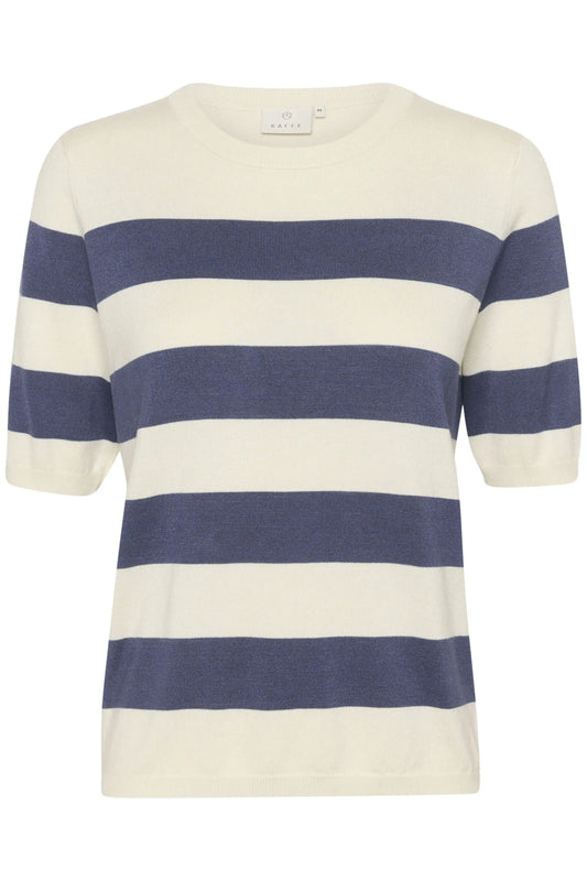 KAFFE Kurzarmpullover KAlizza in der Farbe Indigo Blue/White