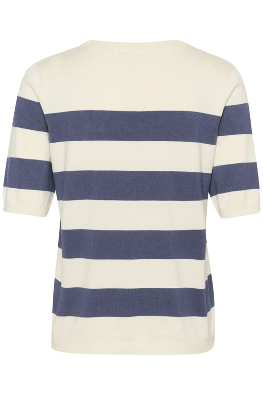 KAFFE Kurzarmpullover KAlizza in der Farbe Indigo Blue/White