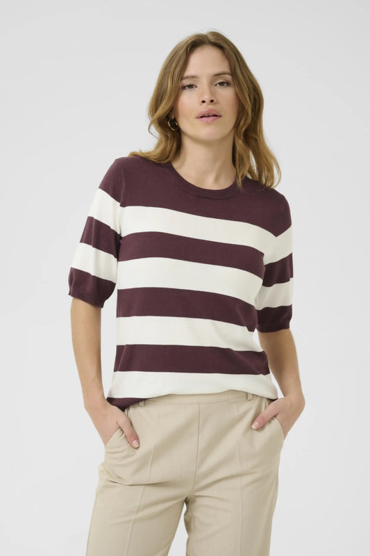 KAFFE Kurzarmpullover KAlizza in der Farbe Fudge/Chalk