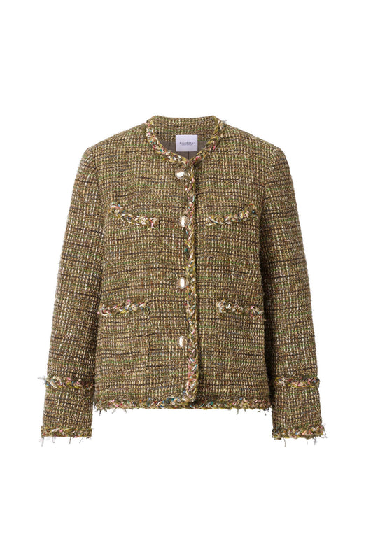RICHROYAL Loose Fit Bouclé Jacke in Golden Moss