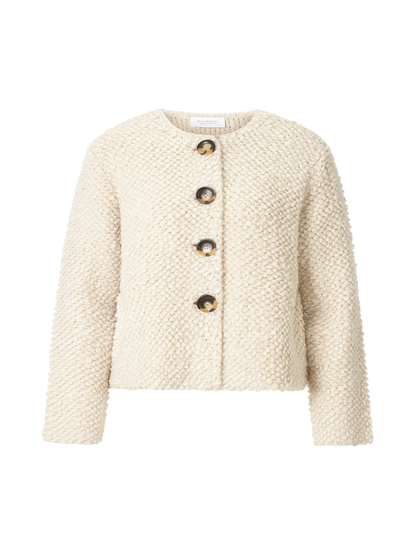 RICHROYAL Fellimitat-Jacke mit Rundhalsausschnitt in Caffe Latte