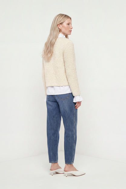 RICHROYAL Fellimitat-Jacke mit Rundhalsausschnitt in Caffe Latte