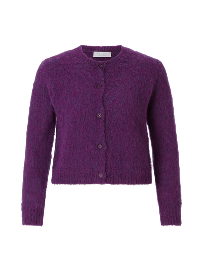 RICHROYAL Angerautes Strickjacken-Set mit Rundhalsausschnitt in Evening Lilac