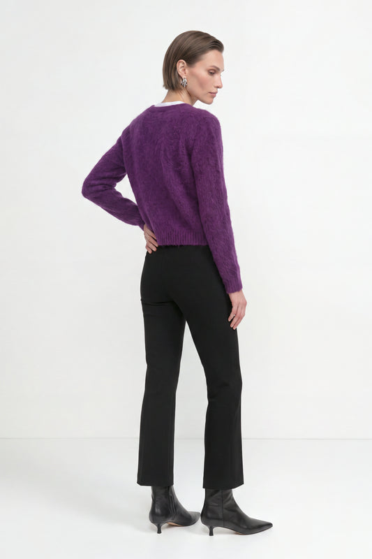 RICHROYAL Angerautes Strickjacken-Set mit Rundhalsausschnitt in Evening Lilac