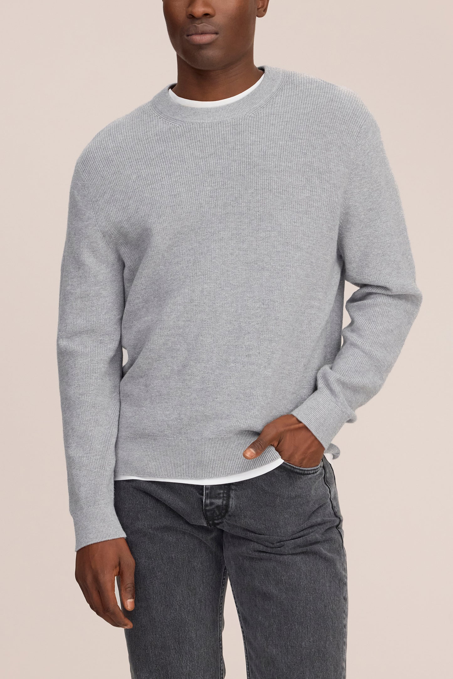 NN. 07 Pullover Hope Rib Crew in der Farbe Grau Meliert