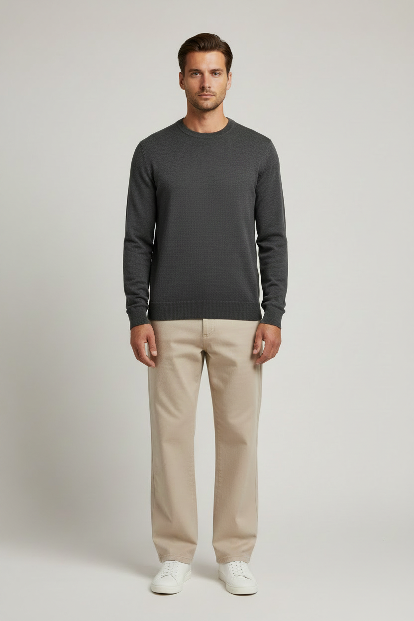 NN. 07 Pullover Ted in der Farbe Dunkelgrau Meliert