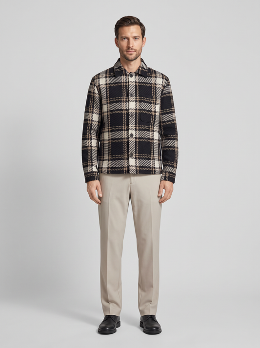 Strellson Noris Schwarz – Herren Hemden – Model frontal (KI-generiert)