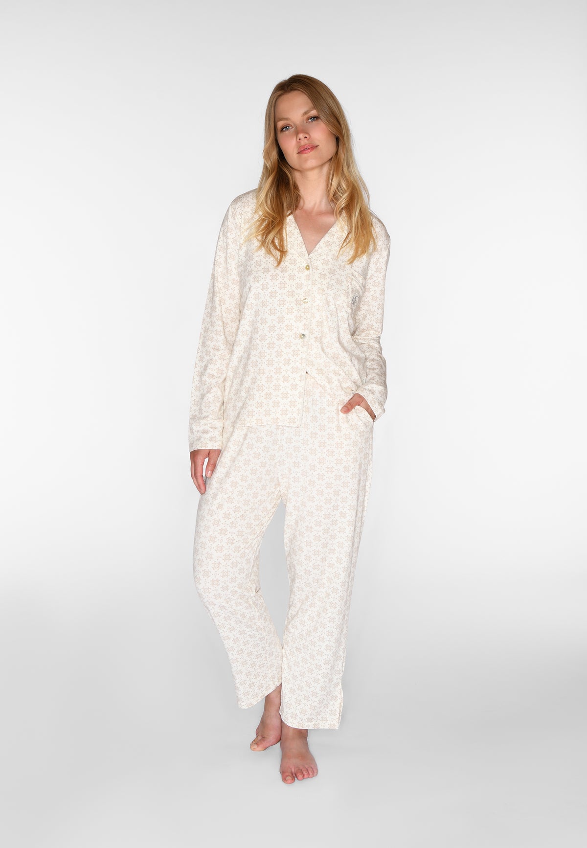 CCDK Charlot Crop Pants Cement AOP