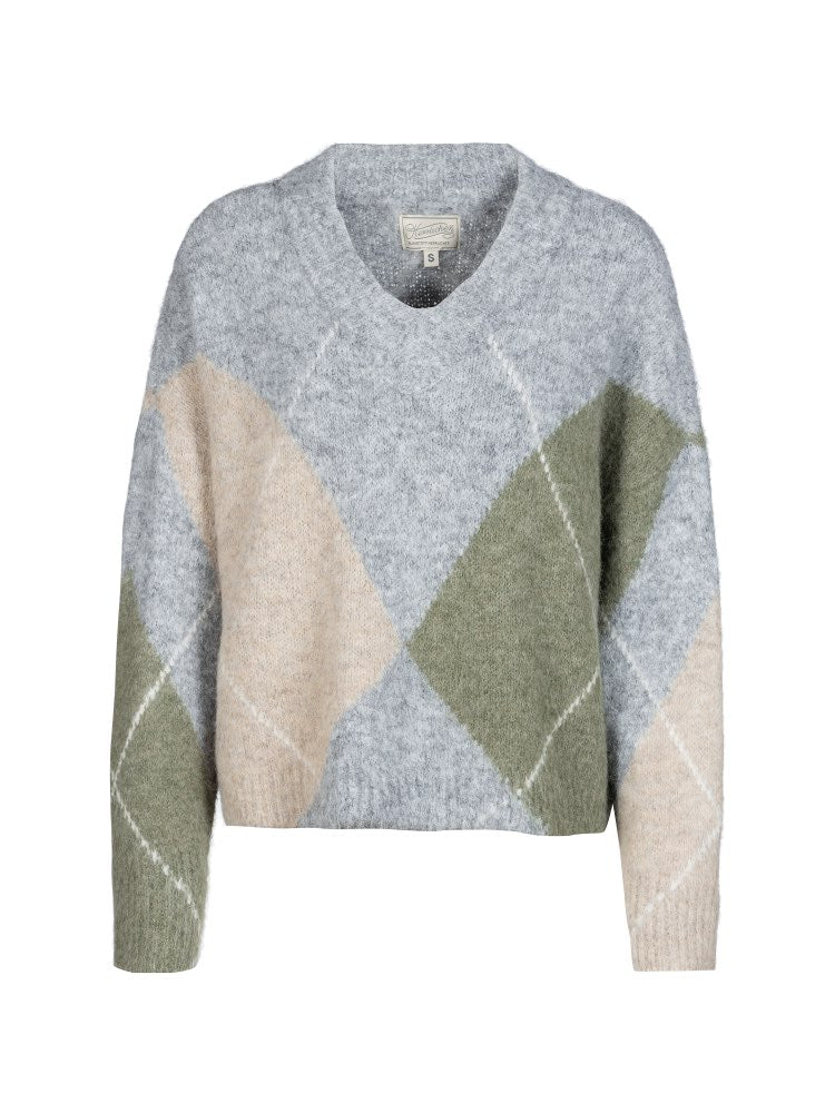 Herrlicher Floralin Knit Mohair Touch Pullover Graumelange