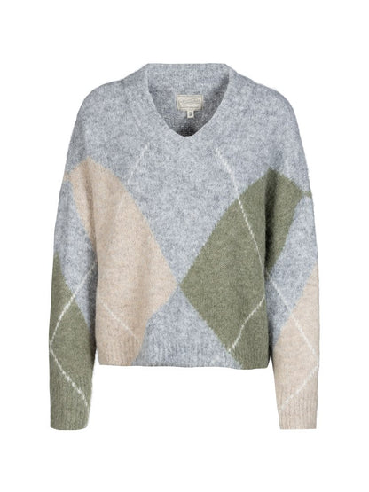 Herrlicher Floralin Knit Mohair Touch Pullover Graumelange