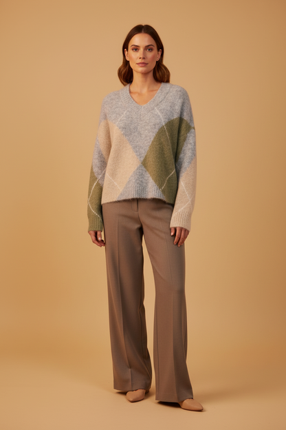 Herrlicher Floralin Knit Mohair Touch Pullover Grau