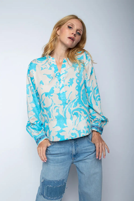 Emily Van Den Bergh Boxy Shirtbluse Aqua