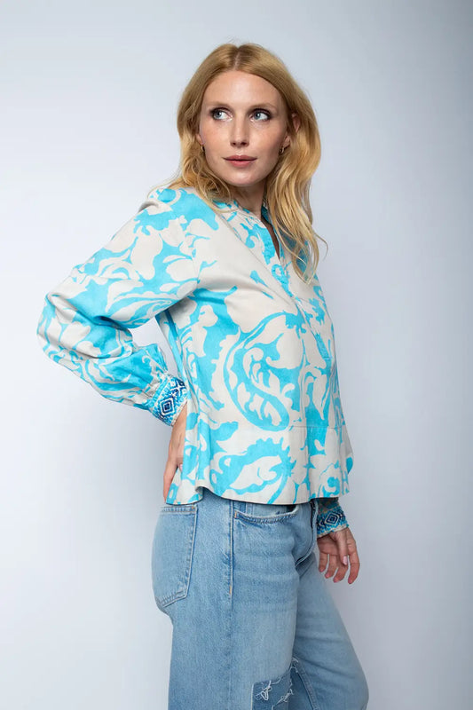 Emily Van Den Bergh Boxy Shirtbluse Aqua