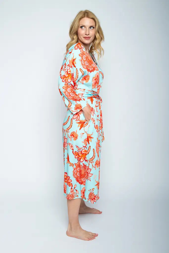 Emily Van Den Bergh Kleid Coral Aqua Flowers