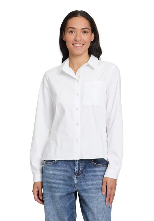 Cartoon Bluse Mit Hemdkragen weiß