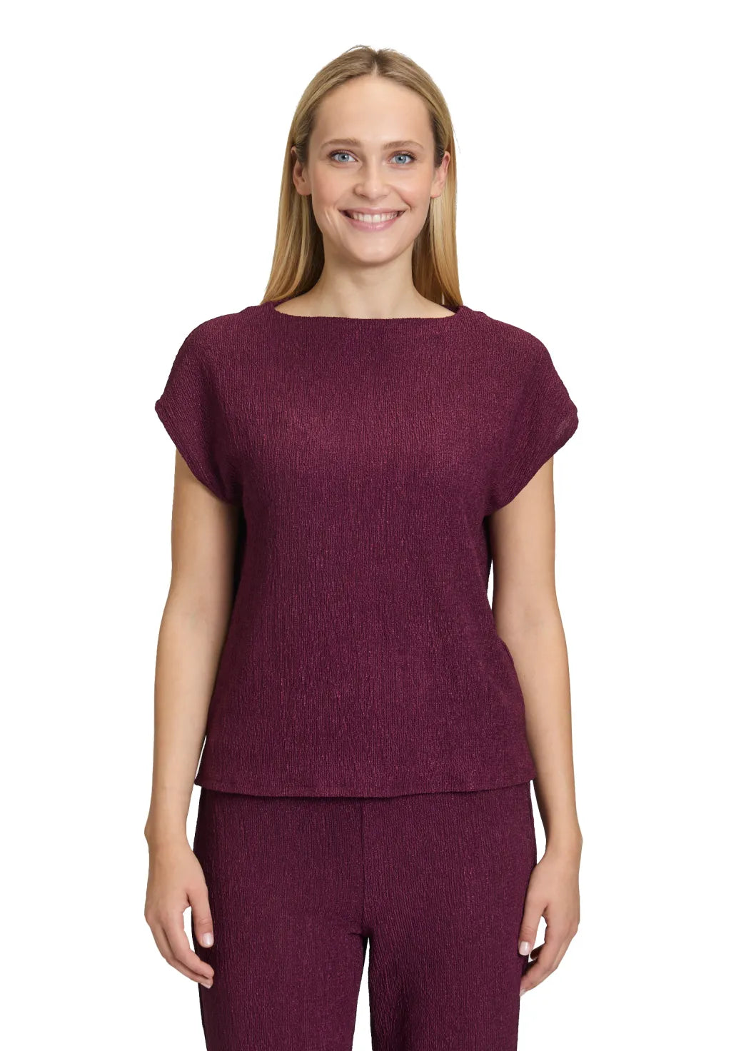 Cartoon Strukturshirt Dark Aubergine