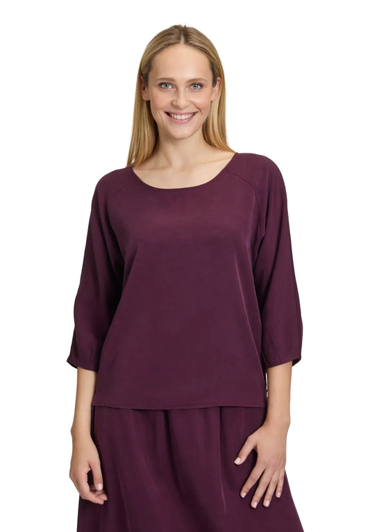 Cartoon Bluse Kurz 3/4 Arm Dark Aubergine