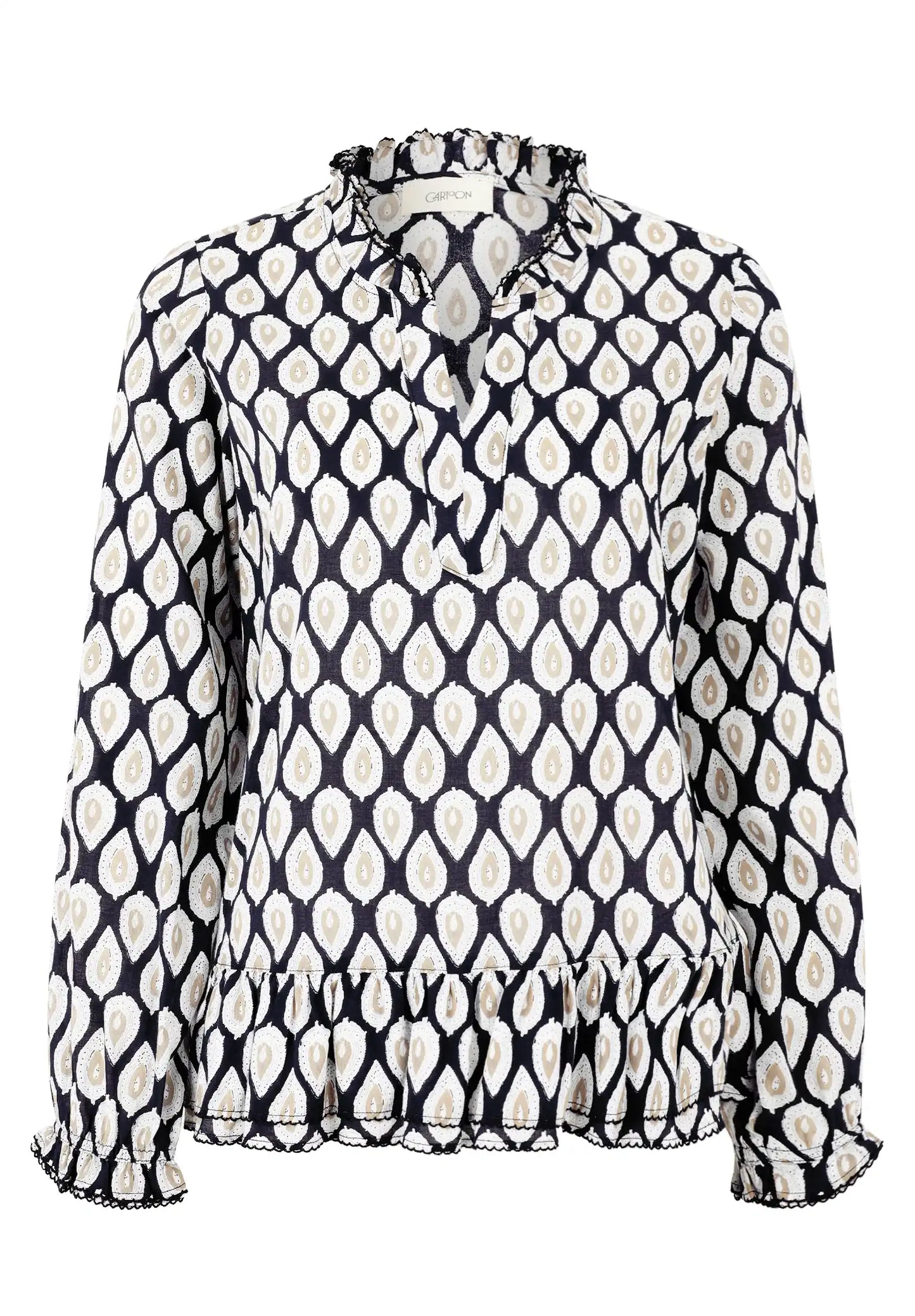 Cartoon Bluse Blue Beige
