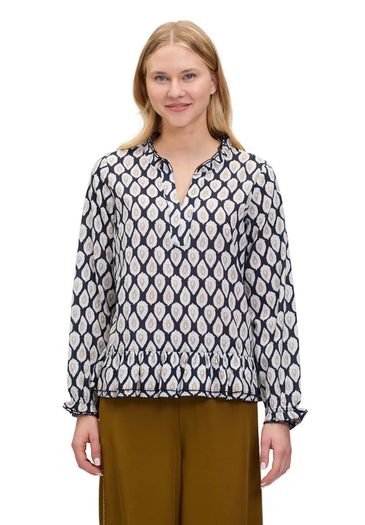 Cartoon Bluse Blue Beige