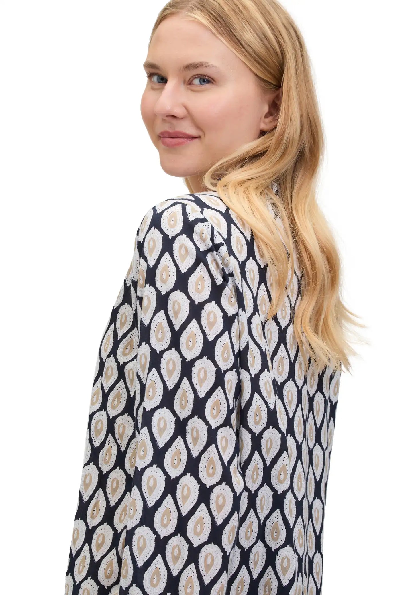 Cartoon Bluse Blue Beige