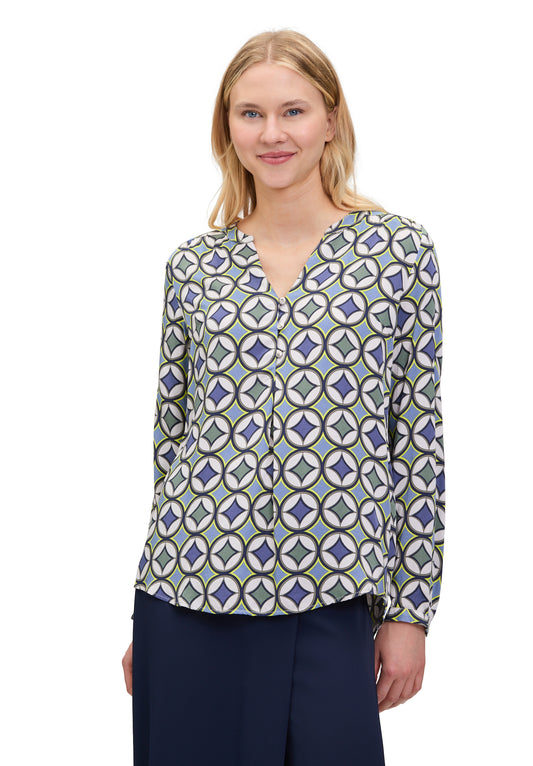 Cartoon Bluse Blue Green
