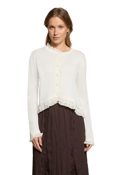 Cartoon Strickjacke Kurz 1/1 Arm Cream/White