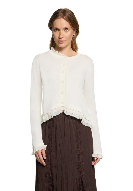 Cartoon Strickjacke Kurz 1/1 Arm Cream/White