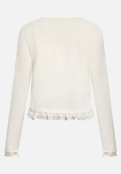 Cartoon Strickjacke Kurz 1/1 Arm Cream/White