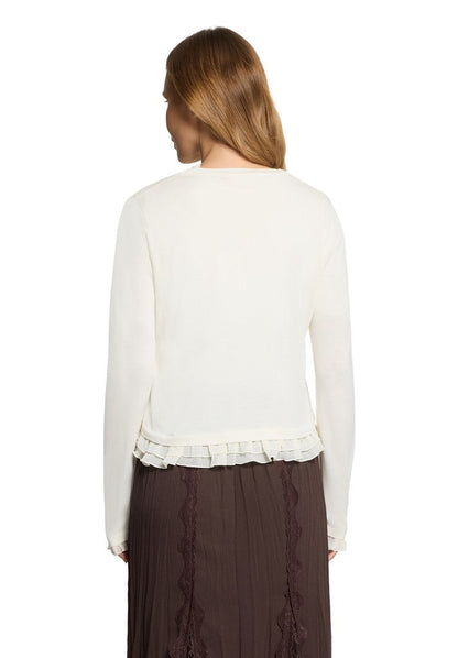 Cartoon Strickjacke Kurz 1/1 Arm Cream/White