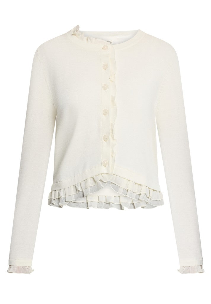 Cartoon Strickjacke Kurz 1/1 Arm Cream/White